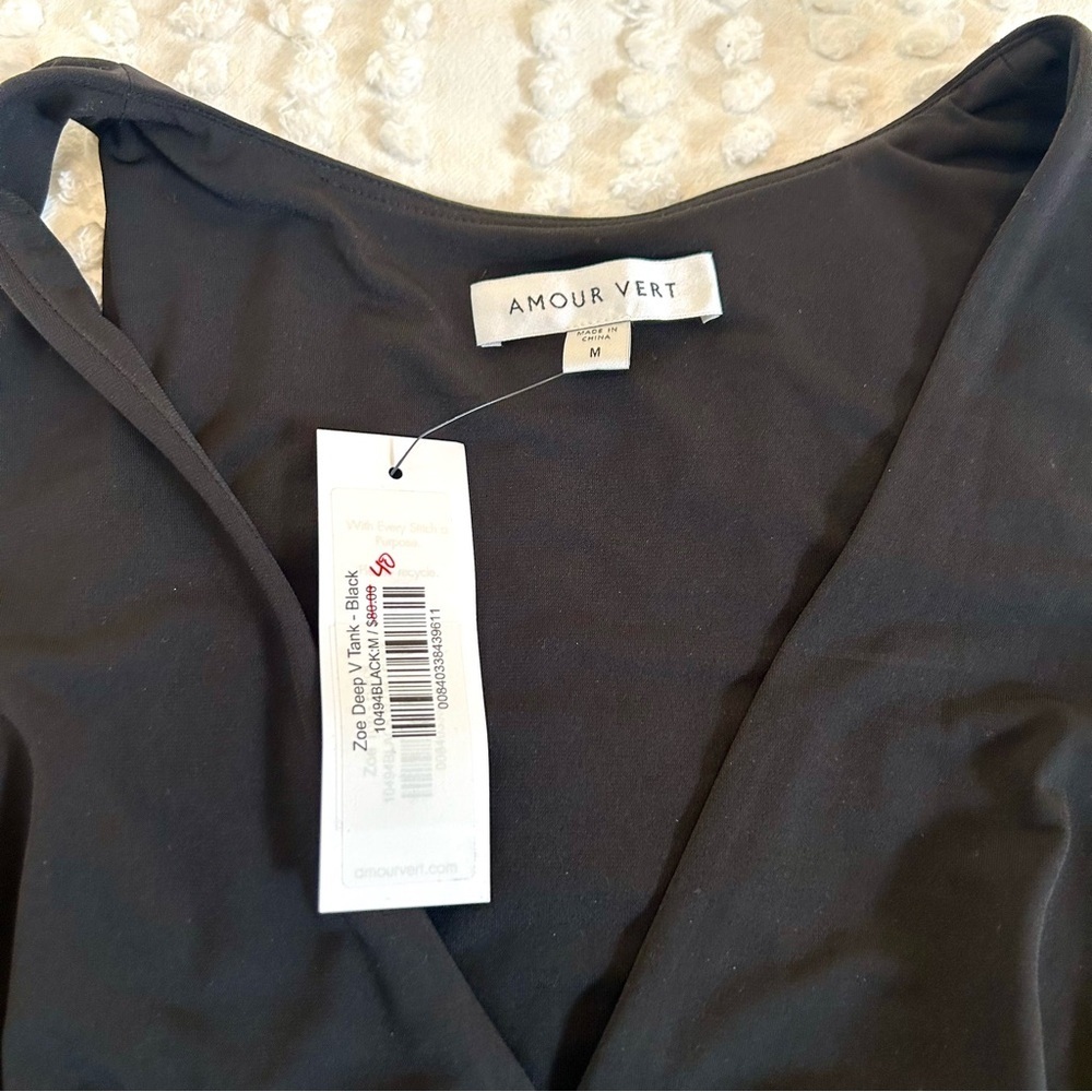 Amour Vert Black v-neck Tank Top NWT! - Picture 8 of 10
